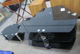 Two 3 tiered Black Glass TV Stands.