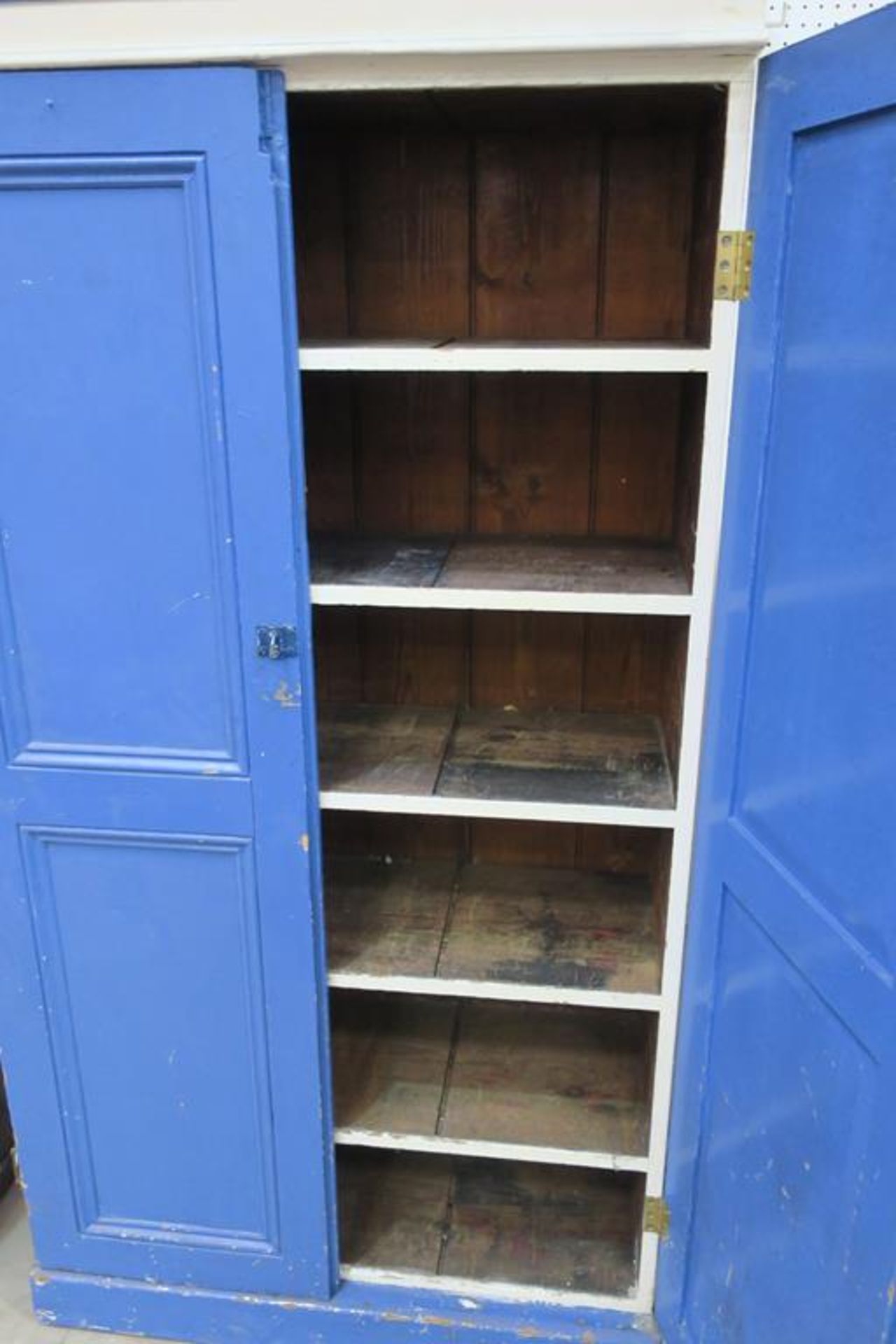 A Tall blue & white painted Pine Cupboard - Image 2 of 3