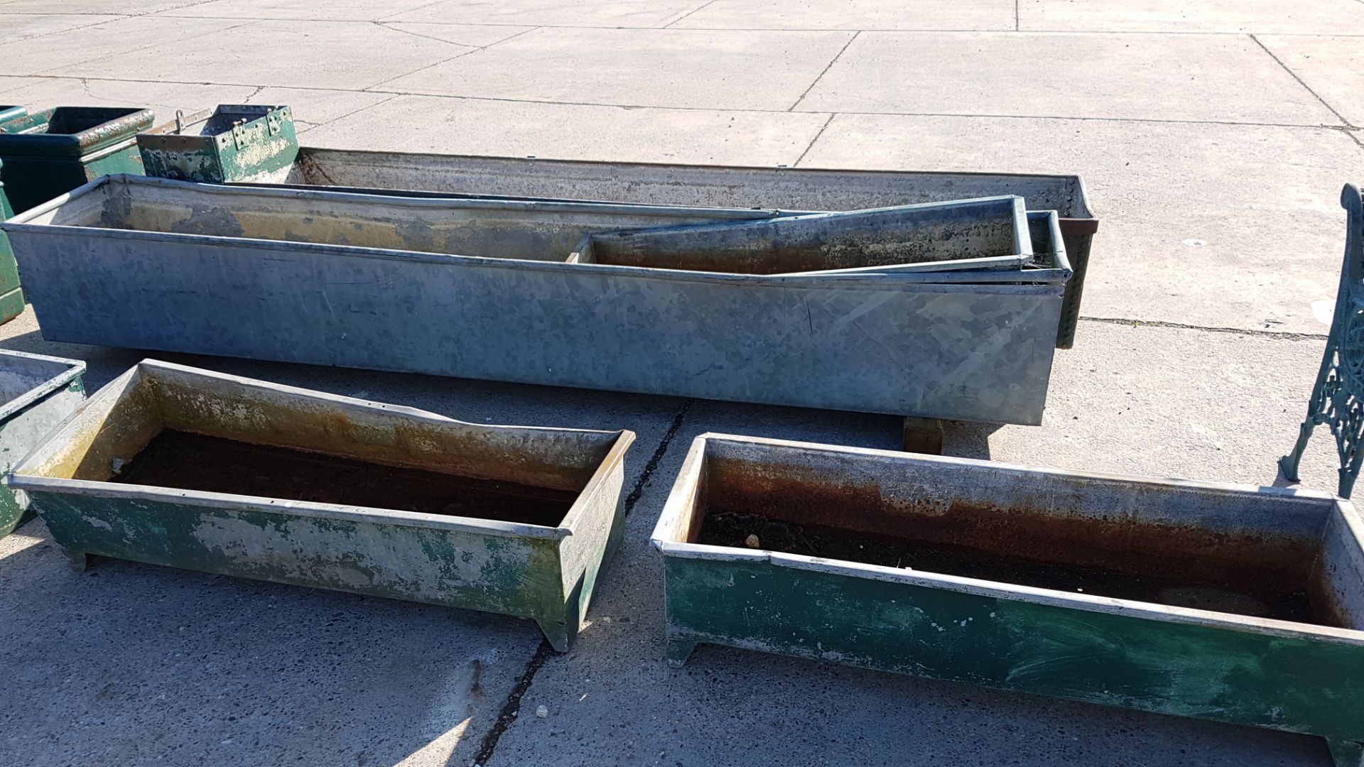 6 x Rectangular Metal Water Troughs