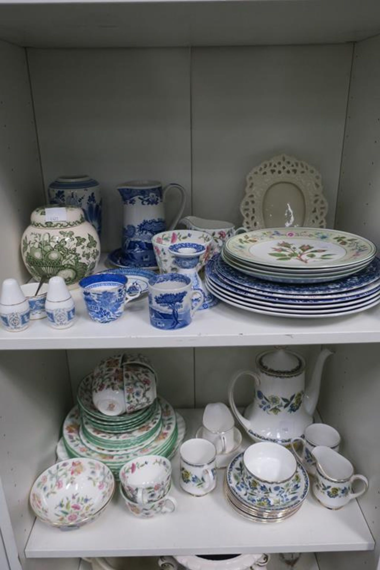 Tow Shelves of Mixed Ceramics