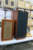 Two pairs of teak cabinet floor mounted Speakers