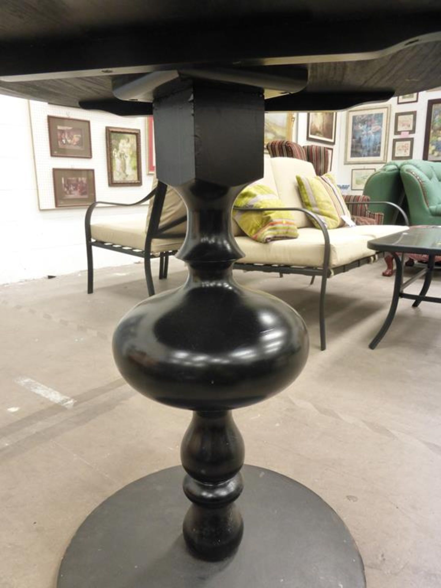 Black Wooden Pedestal Table - Image 2 of 3