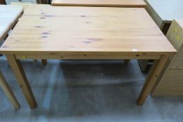 A Modern Pine Breakfast Table and another Table
