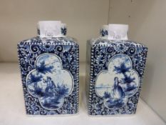 Pair of 19th Century Dutch DELFT Tea Canisters