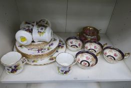 20 Pieces of Spode Hammersley Bone China in a Pansy Design