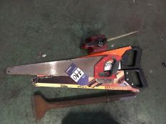 3 x Hand Saws; 1 x Breaker Chisel & Oil Can