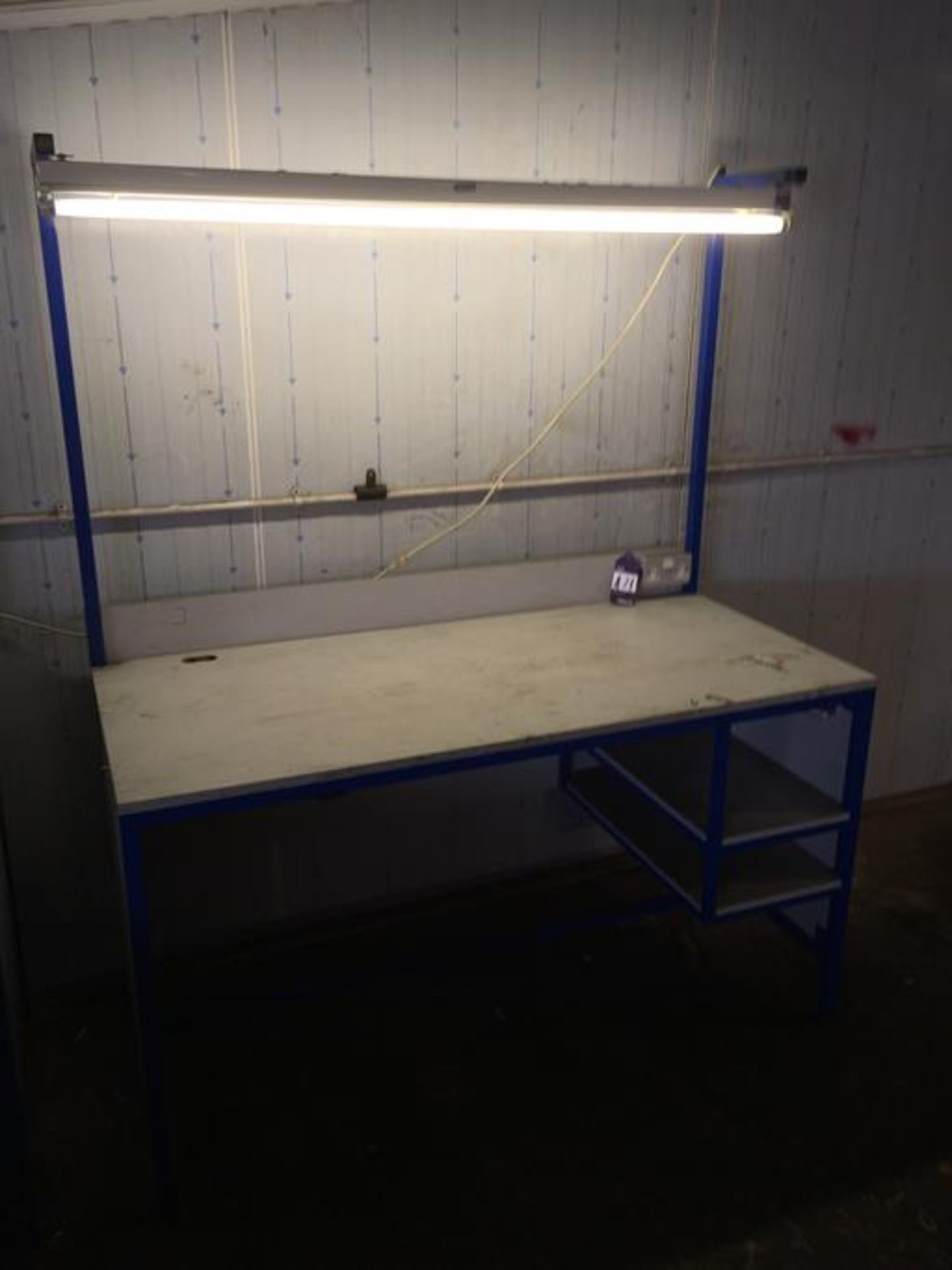 Work Table with Flourescent Light and Sockets - Image 2 of 3