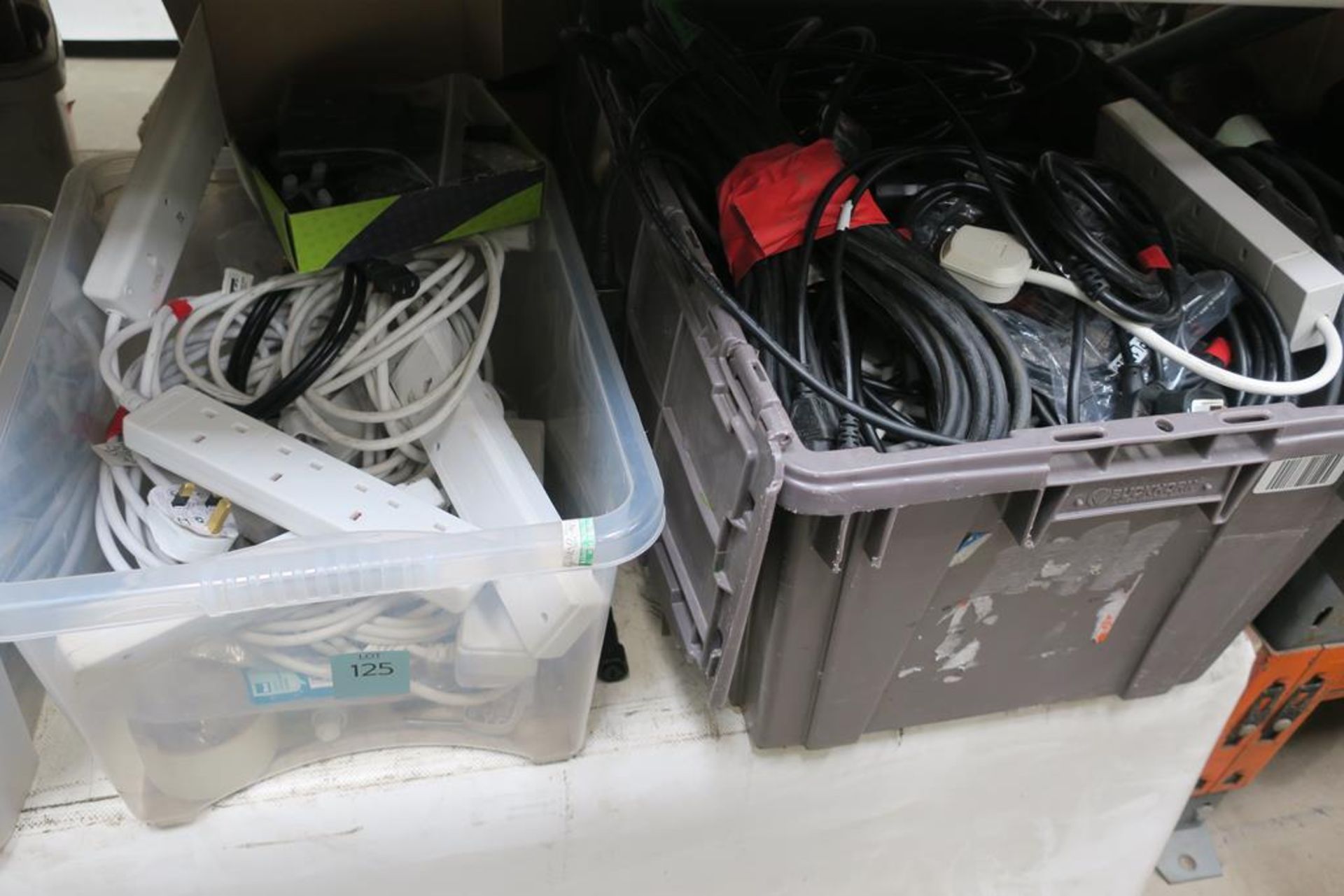 2 x Boxes of Power Cables and Extension Leads