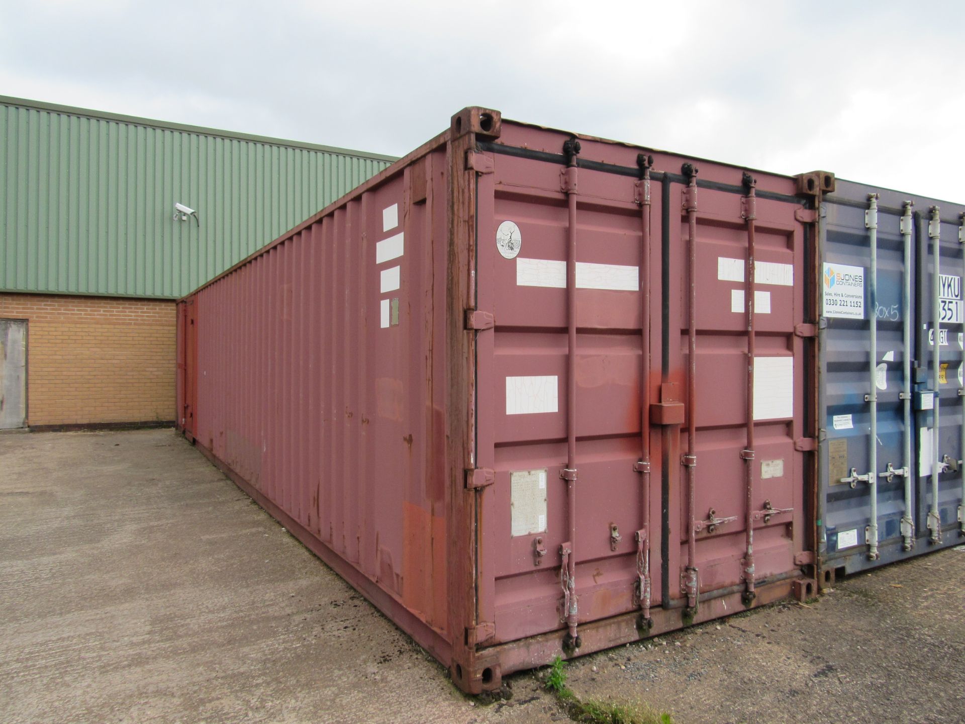40ft Shipping Container with additional Single Leaf Door, wired for lighting, including contents ( - Image 2 of 8