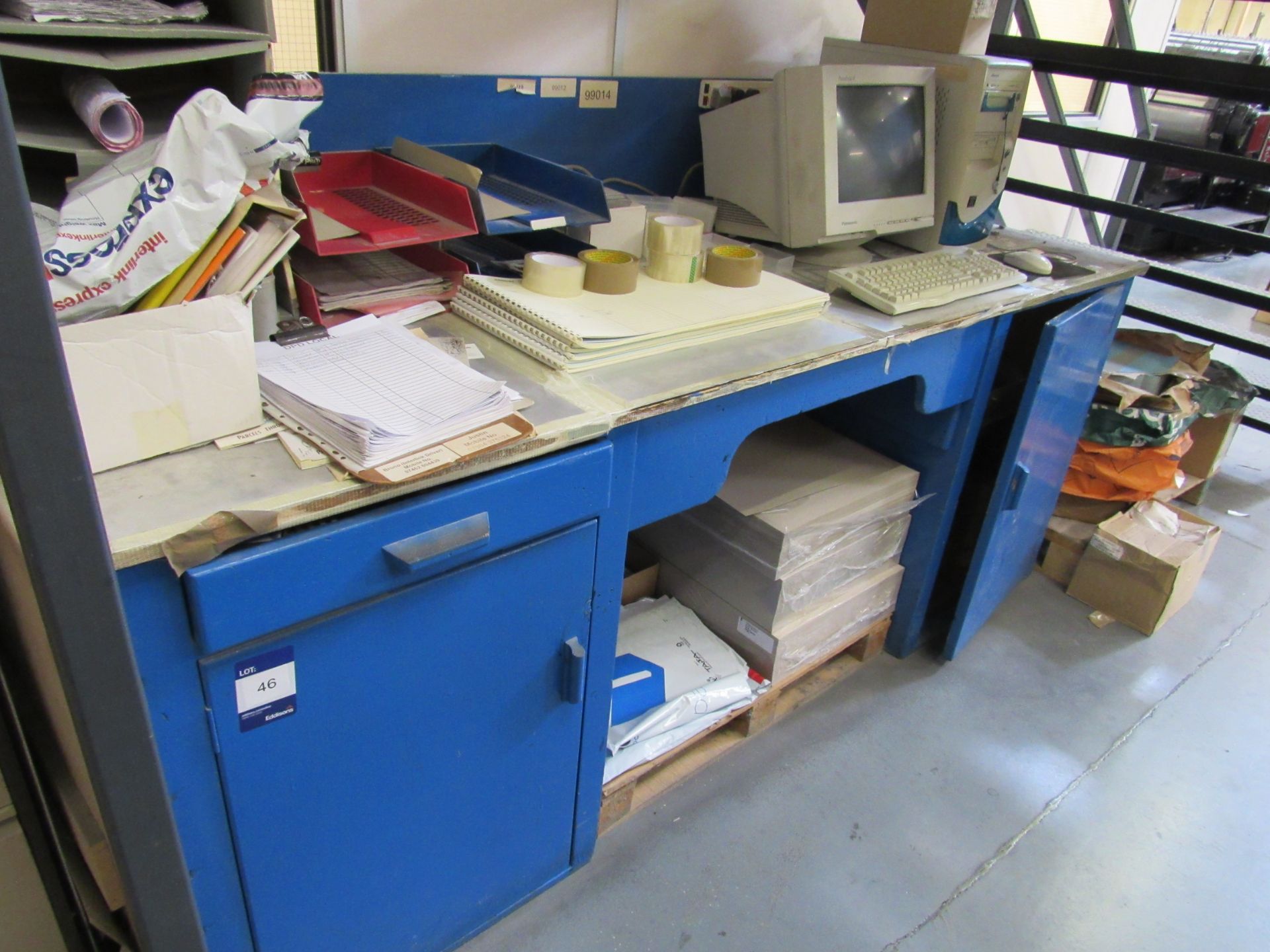 Timber Workbench and 3 Drawer Filing Cabinet