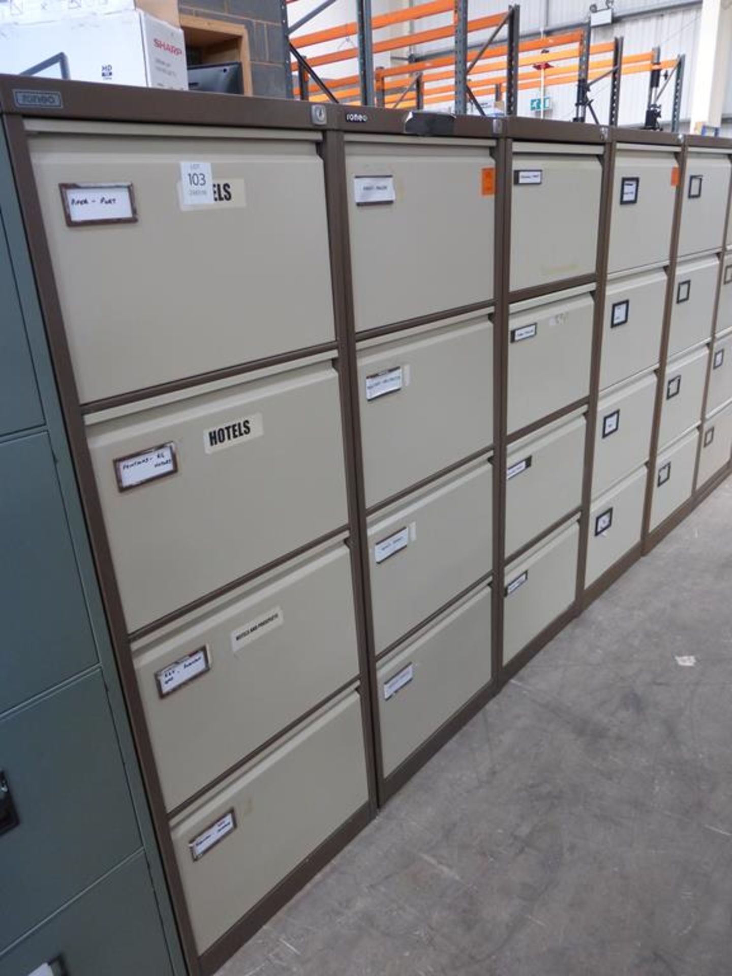 5 x Four Drawer Metal Filing Cabinets