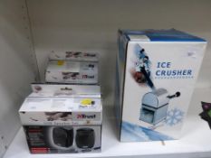 Two USB Speakers together with an Ice Crusher