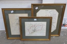 3 x glazed and framed Ordnance Survey Maps to incl