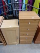 A Melamine Chest, a bedside cabinet & a metal doub