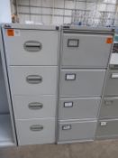 2 x Four Drawer Metal Filing Cabinets