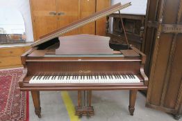 A Challen Mahogany Cased Baby Grand Piano with iro
