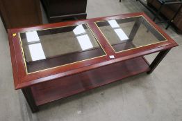 A Mahogany Two-Tier Coffee Table with inset glass
