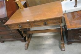 An Oak Hall or Side Table with swivel top and drop