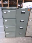 2 x Four Drawer Metal Filing Cabinets