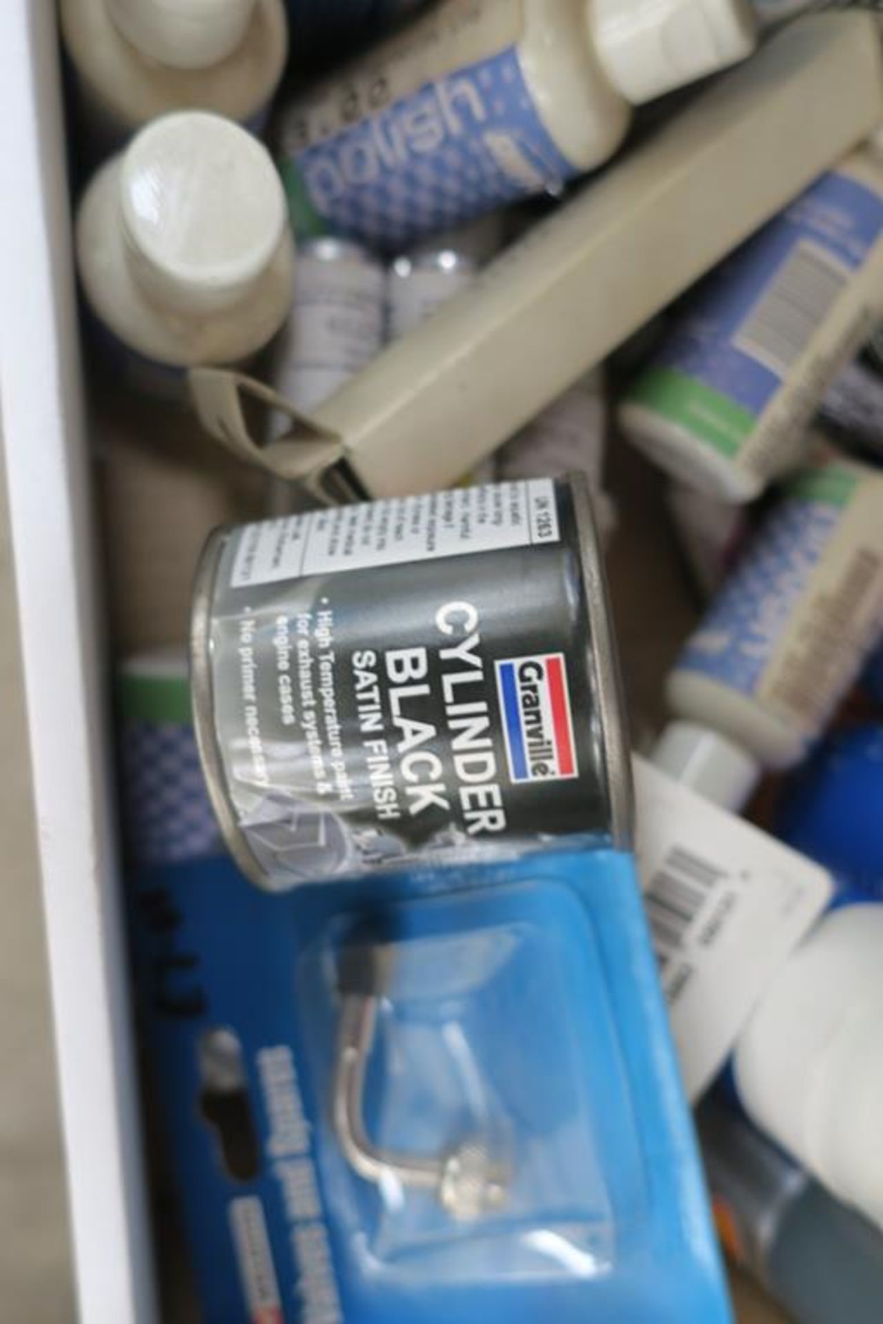 Shelf of Assorted Motorcycle Lubricants, Paint, Grips, Puncture Repair Kits - Image 8 of 9