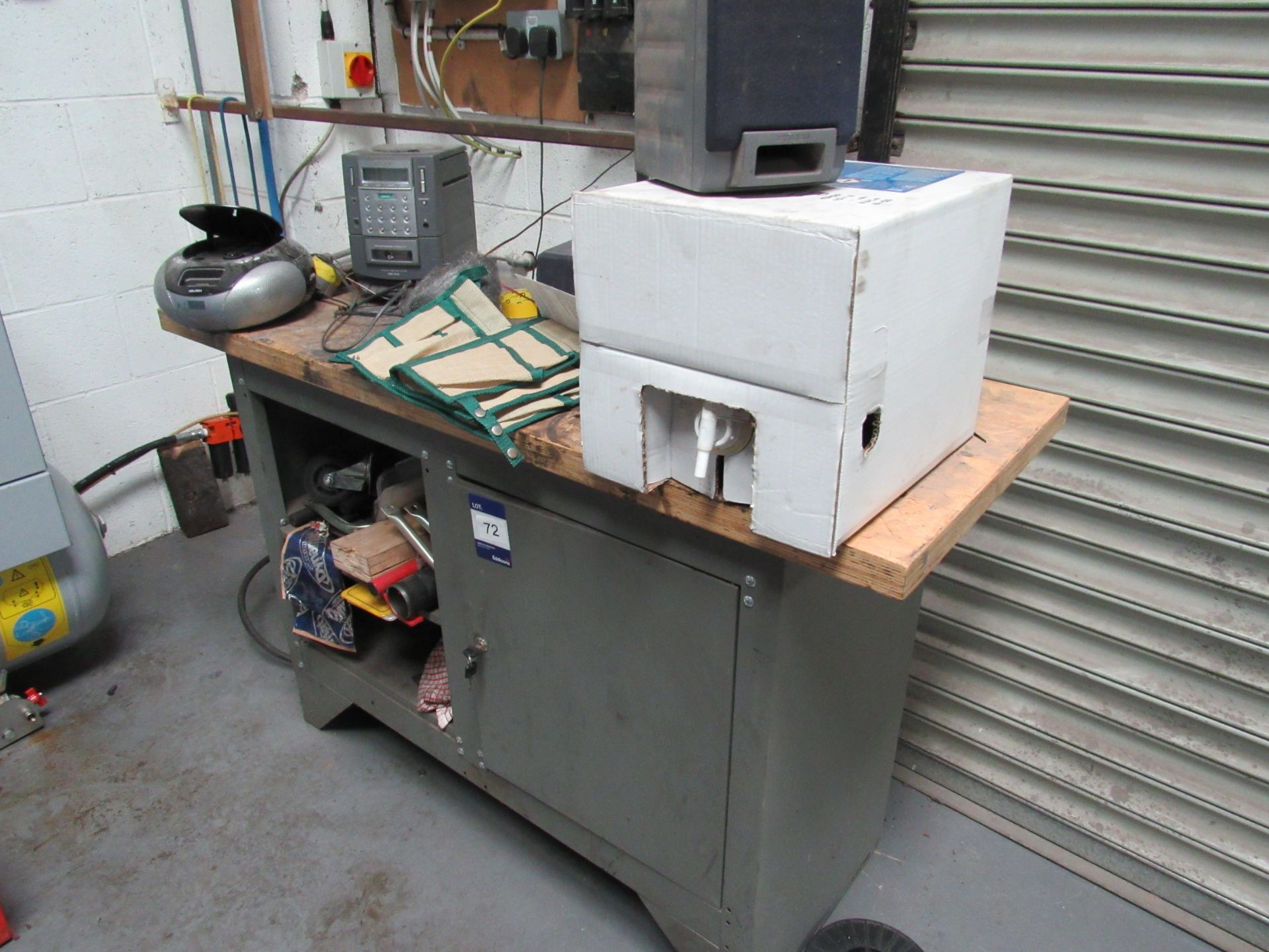 Steel Workshop Cabinet with Wooden Top (Located at Unit 11) - Image 2 of 2