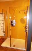 Atlas walk-in shower cubicle, with side panel, 1400 corner, front panel, tray and side panel 1400