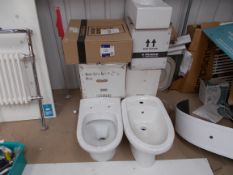 Assortment of bathroom toilets, and bidets. RRP £100