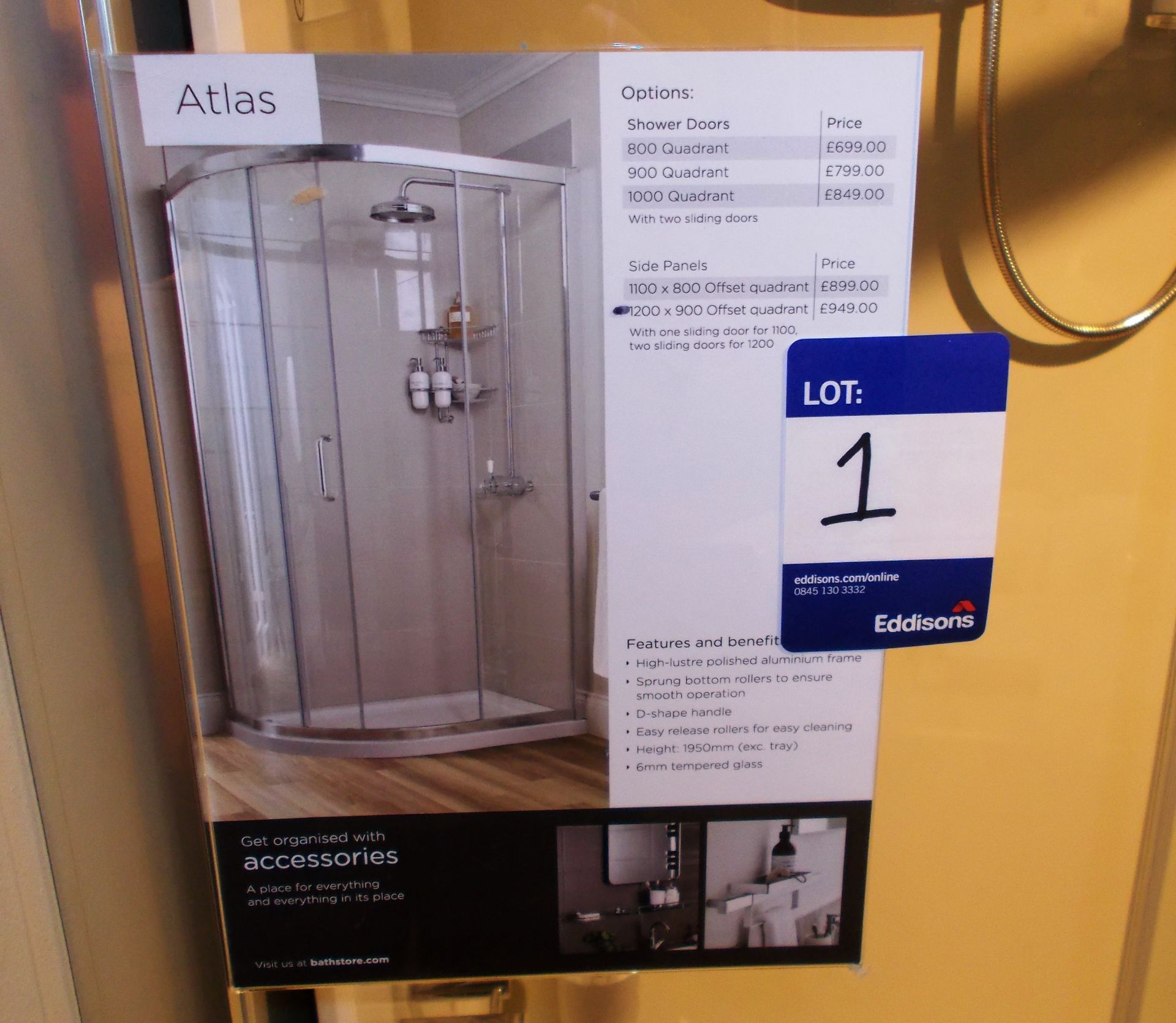 Atlas Quad, dual sliding door shower cubicle, with 1200 x 900 offset quadrant, and Mira Sport - Image 3 of 3