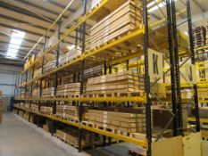 8 Bays Link 51H Pallet Racking, 9 End Frames 74 2.7m Cross Beams and Quantity Boarded Shelving