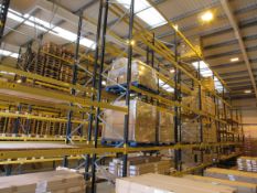 8 Bays Link 51H Pallet Racking 9 End Frames, 72 2.7m Cross Beams and Quantity Boarded Shelving