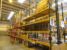 8 Bays Link 51H Pallet Racking, 9 End Frames, 70 2.7m Cross Beams and Quantity Boarded Shelving