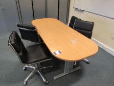 Beech Effect Meeting Table 2000x800mm with 4 Leather Effect Meeting Chairs