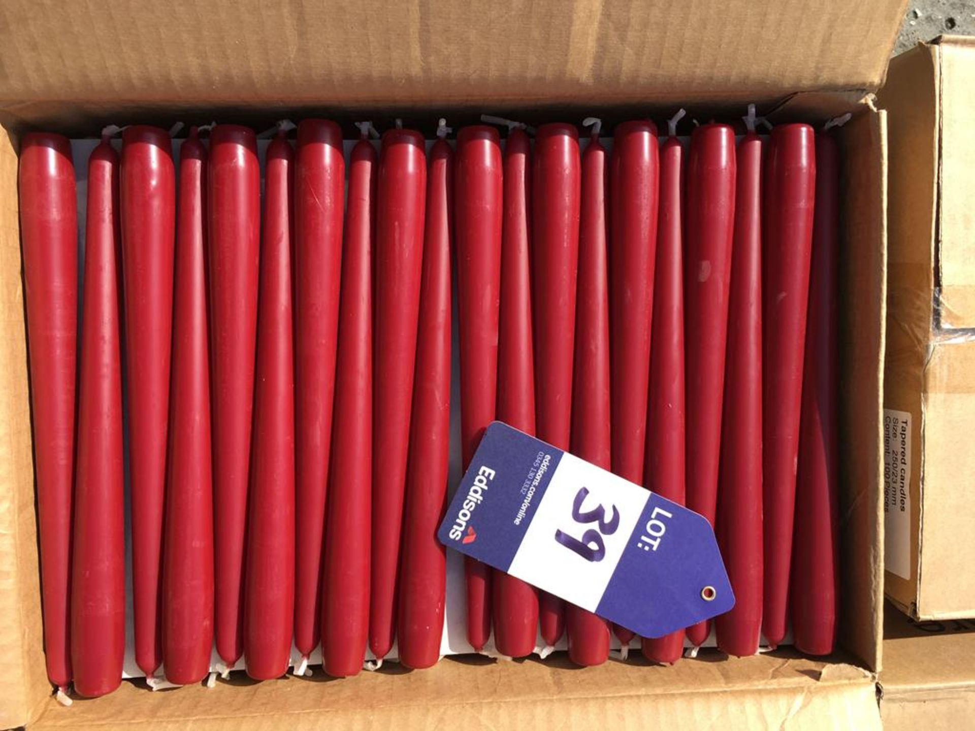 Dark Red Tapered Dinner Candles 250/23mm. - Image 3 of 3