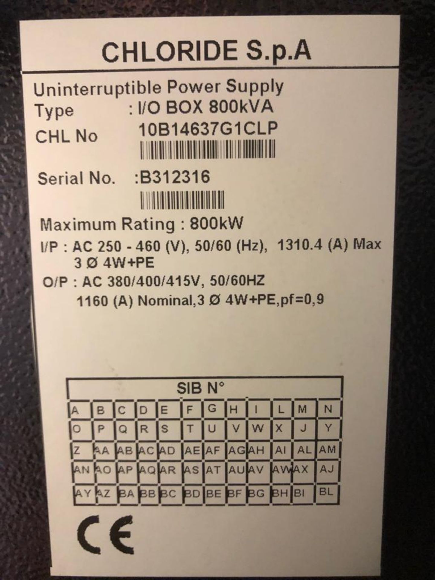 Chloride Trinergy Type I/OBOX 200 KVA Uninterruptable Power Supply - Image 2 of 6