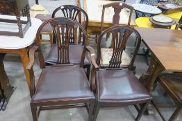 A Mahogany Carver Chair and a Pair of Matching Sin