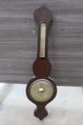 A Victorian Mahogany Cased Mercury Banjo Barometer