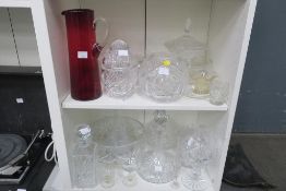 Two shelves of mixed Glassware