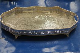 A Large Silver Plated Galleried Tray
