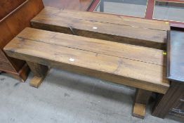 Pair of Stained Wooden Benches