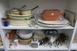 Two Shelves to include Beswick Horse, Sadler Teapo