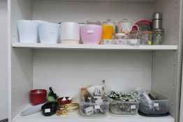 Two shelves of mixed items to include Cutlery, Egg
