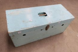 A Blue Painted Wooden Pigeon Carrier