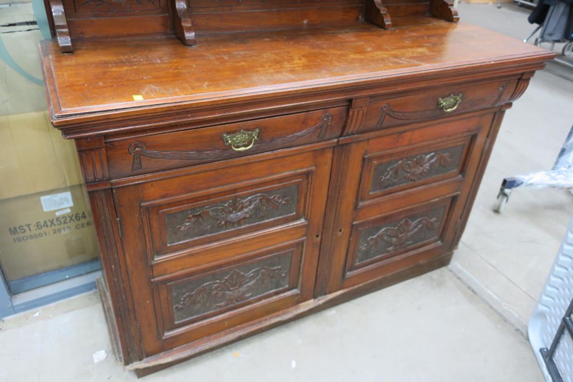 A Large Mahogany (?) Dresser with a Large Shaped M - Image 3 of 3