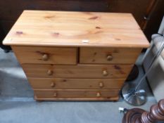 A Modern Small Pine Chest of Two Short and Three L