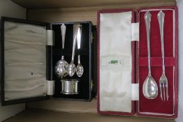 A Hallmarked Silver Pickle Set together with a Sim