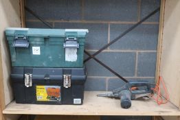 2 x Tool Boxes and Contents and a 240V Strip Sande