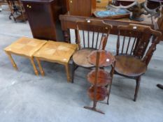 Folding Cake stand, kitchen chairs and light wood
