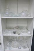 Three Shelves of mixed Clear Glassware