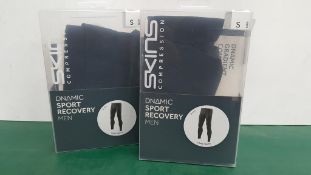 2 x Pairs of Skins DNAmic Mens Black Small Sport Recovery Long Tights