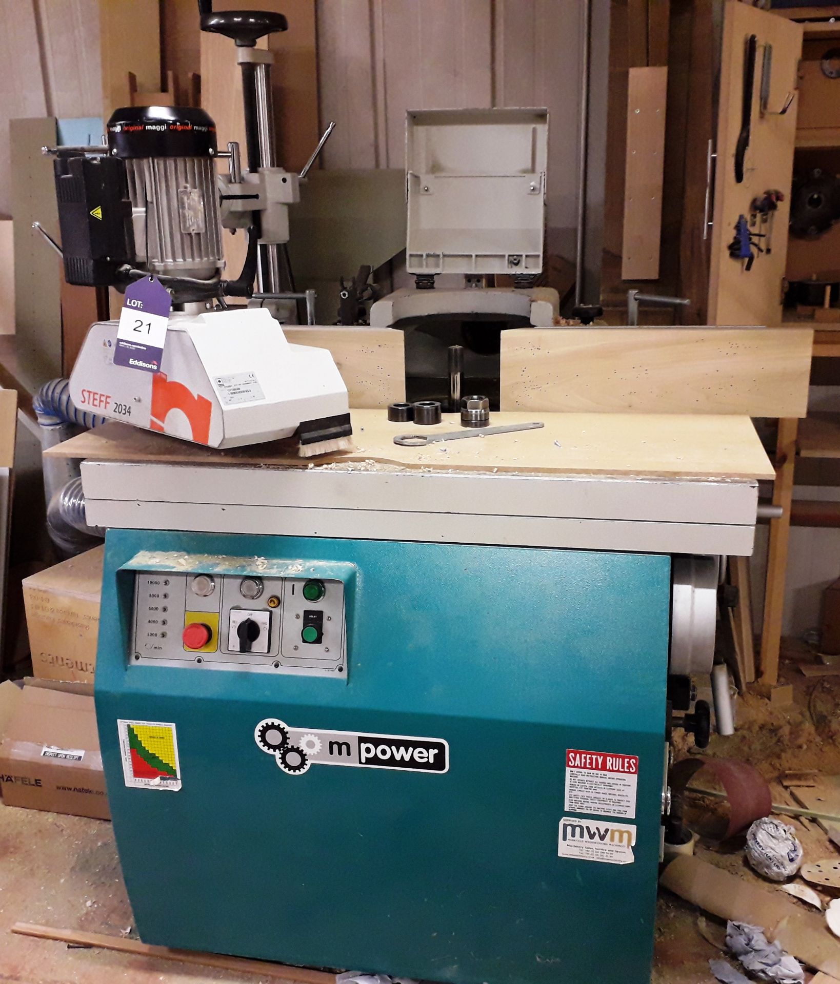 M-Power SS-S1215 Spindle Moulder, serial number H050-2 20 (2014) with Steff Power Feed